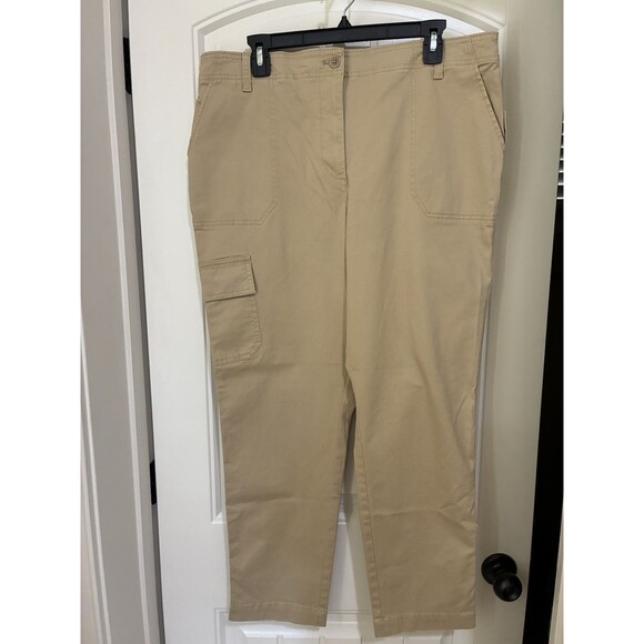 Talbots Pants - New Talbots KHAKI Cargo Cotton Straight Leg Pants size 16